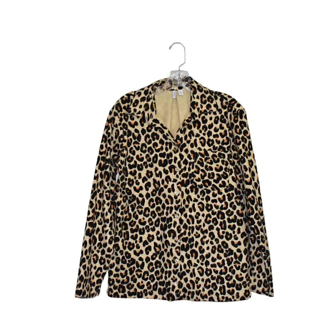 Nordstrom Two Piece Flannel Leopard Print Pajama Set Size S - Picture 2 of 15